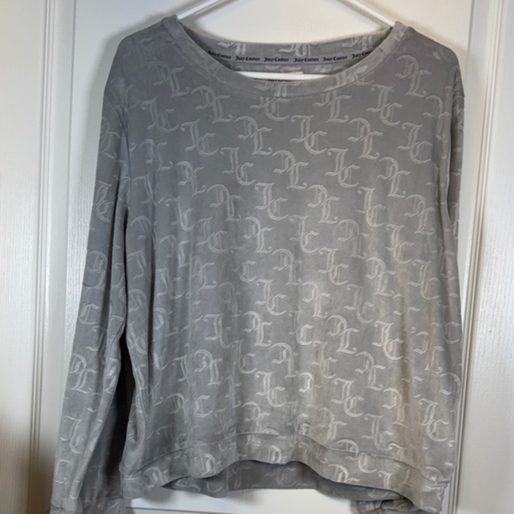 Juicy Couture Gray Velour Sleepwear Top Size XL EUC #5691